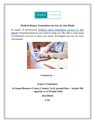 Medical Report Translation Services In Abu Dhabi  Expertstranslation