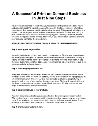 A Successful Print on Demand Business in Just Nine Steps