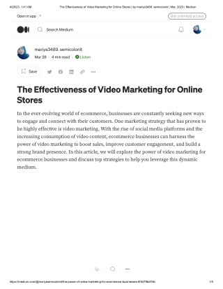 The Effectiveness of Video Marketing for Online Stores