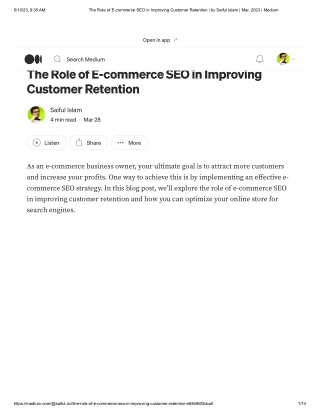 The Role of E-commerce SEO in Improving Customer Retention _ by Saiful Islam _ Mar, 2023 _ Medium