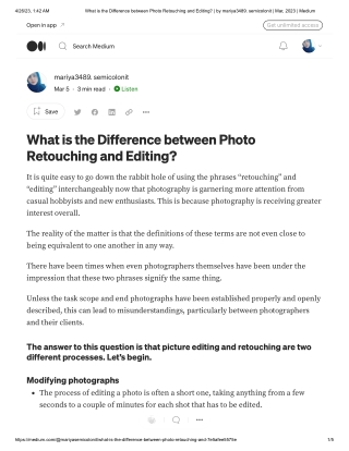 What is the Difference between Photo Retouching and Editing