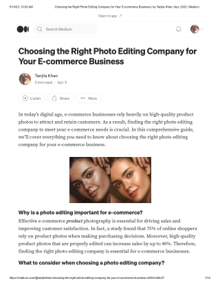 Choosing the Right Photo Editing Company for Your E-commerce Business _ by Tanjila Khan _ Apr, 2023 _ Medium