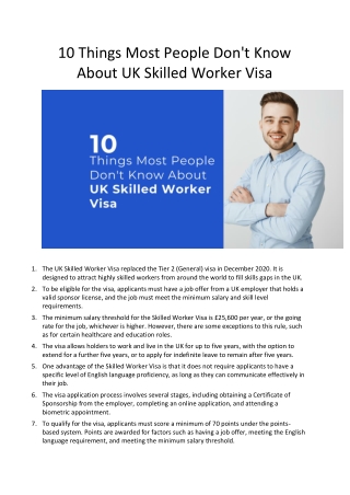 10 Things Most People Don't Know About UK Skilled Worker Visa