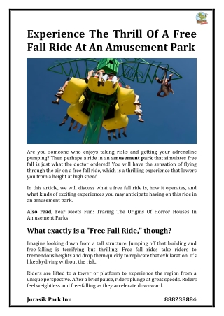 Experience The Thrill Of A Free Fall Ride At An Amusement Park