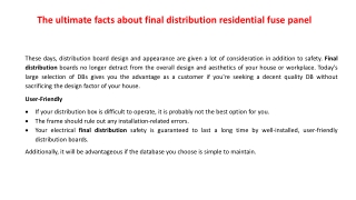 The ultimate facts about final distribution residential fuse panel