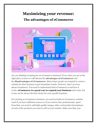 The advantages of eCommerce