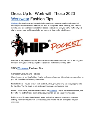 Dress Up for Work with These 2023 Workwear Fashion Tips