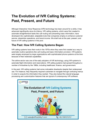 The Evolution of IVR Calling Systems