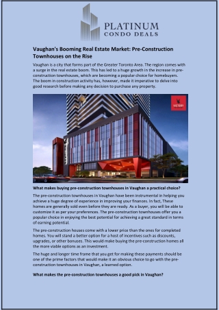 Vaughan's Booming Real Estate Market: Pre-Construction Townhouses on the Rise