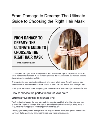 From Damage to Dreamy_ The Ultimate Guide to Choosing the Right Hair Mask