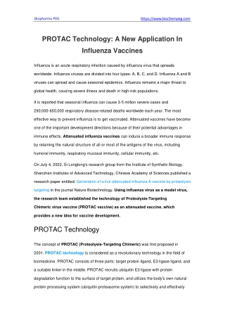 PROTAC Technology A New Application In Influenza Vaccines