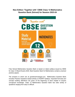 Together with CBSE Question Bank Class 12 Mathematics for 2024 Board Exams