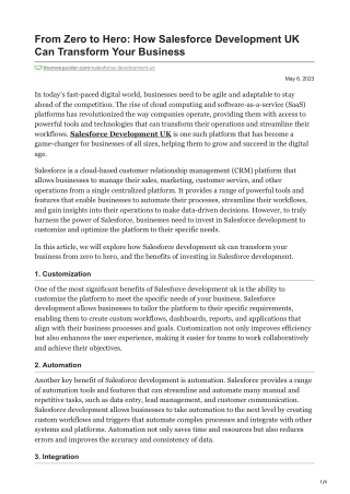 From Zero to Hero: How Salesforce Development UK Can Transform Your Business