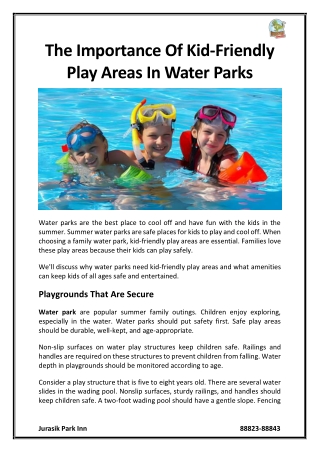 The Importance Of Kid-Friendly Play Areas In Water Parks