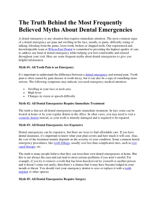 The Truth Behind the Most Frequently Believed Myths About Dental Emergencies