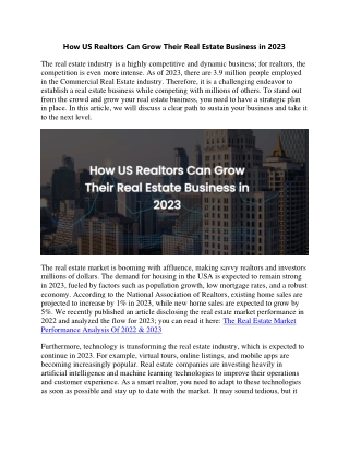 How US Realtors Can Grow Their Real Estate Business in 2023