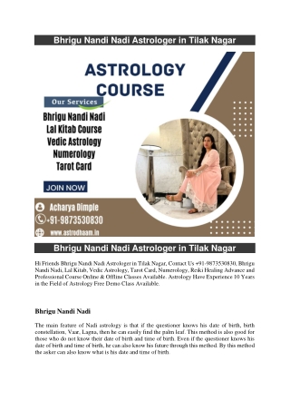 Bhrigu Nandi Nadi Astrologer in Tilak Nagar  91-9873530830