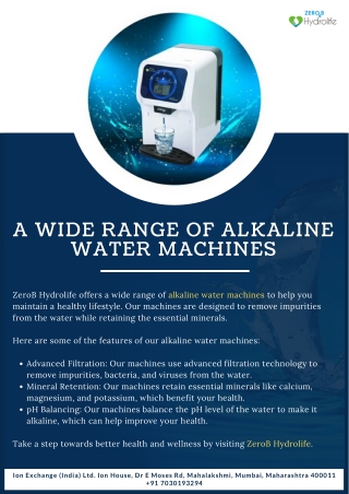 A Wide Range of Alkaline Water Machines