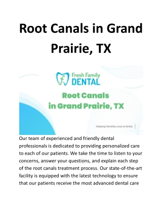 Treatment Process of Root Canals in Grand Prairie, TX