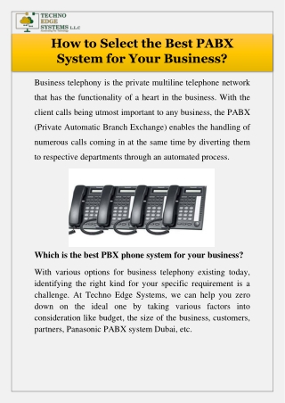 How to Select the Best PABX System for Your Business?