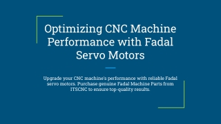 Optimizing CNC Machine Performance with Fadal Servo Motors