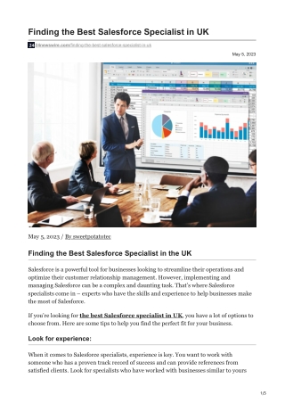 Finding the Best Salesforce Specialist in UK