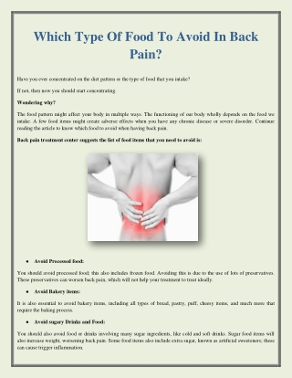 Which Type Of Food To Avoid In Back Pain?