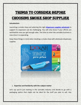 Things To Consider Before Choosing Smoke Shop Supplier