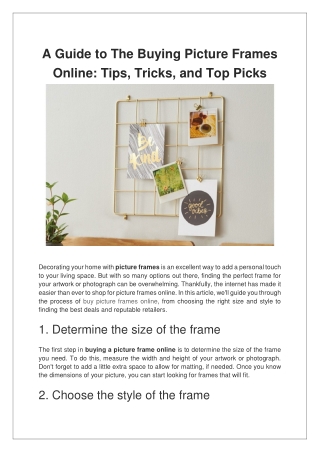 A Guide to The Buying Picture Frames Online Tips, Tricks, and Top Picks