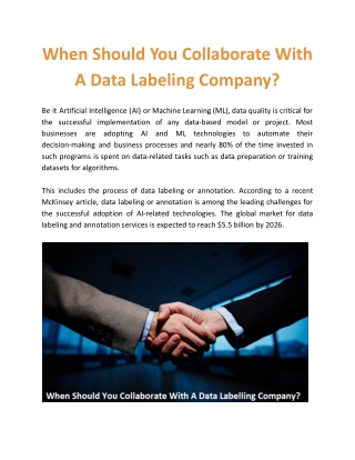 When Should You Collaborate With A Data Labeling Company?