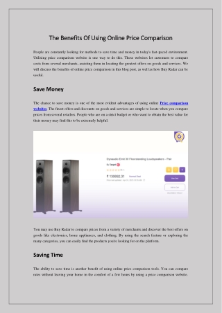 The benefits of using online price comparison | Buy Radar