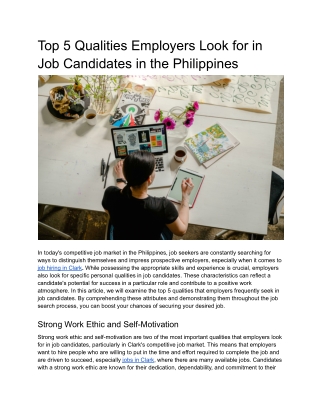 Top 5 Qualities Employers Look for in Job Candidates in the Philippines