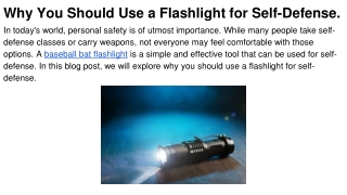 Why You Should Use a Flashlight for Self-Defense.