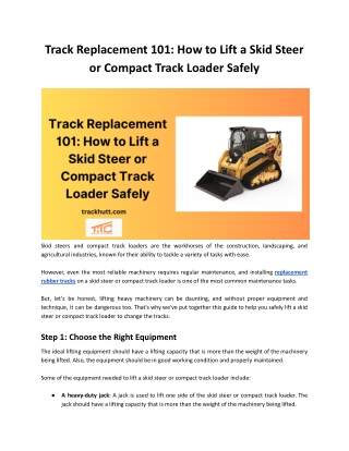 Track Replacement 101: How to Lift a Skid Steer or Compact Track Loader Safely