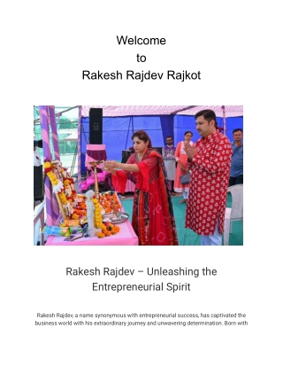 Rakesh Rajdev - Unleashing the Entrepreneurial Spirit