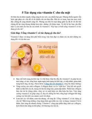 5 Tác dụng của vitamin C cho da mặt