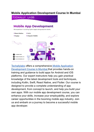 Mobile Application Development Course In Mumbai _ Techallylabs