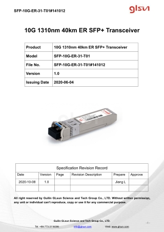 10G 1310nm 40km ER SFP  Transceiver