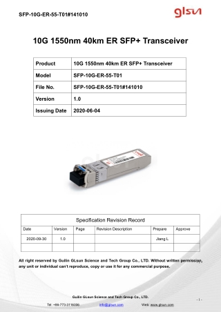 10G 1550nm 40km ER SFP  Transceiver