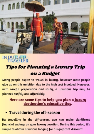 Tips for Planning a Luxury Trip on a Budget