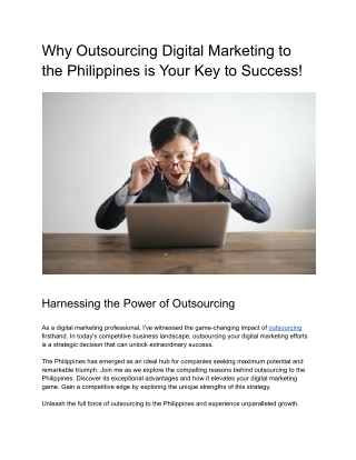 Why Outsourcing Digital Marketing to the Philippines is Your Key to Success!