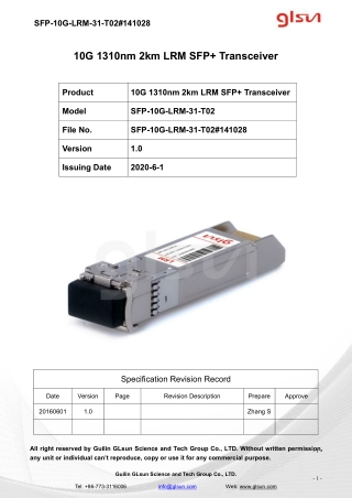 10G 1310nm 2km LRM SFP  Transceiver