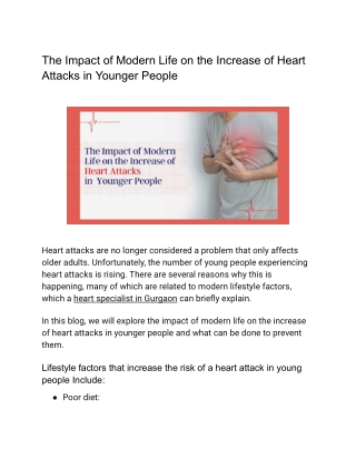 The Impact of Modern Life on the Increase of Heart Attacks in Younger People