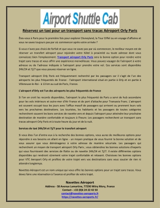 Réservez un taxi pour un transport sans tracas Aéroport Orly Paris