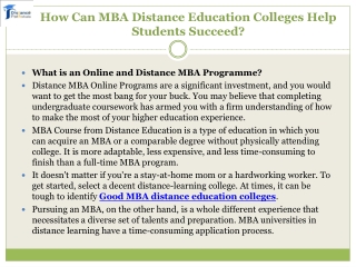 How Can MBA Distance Education Colleges Help Students PPT  Final (1)