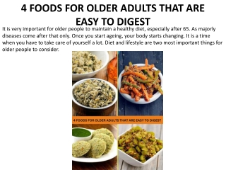 Foods that are easy for seniors to digest