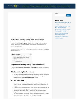 How to find missing family trees on ancestry?