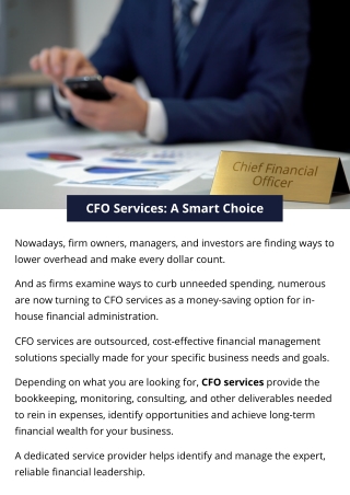 CFO Services: A Smart Choice