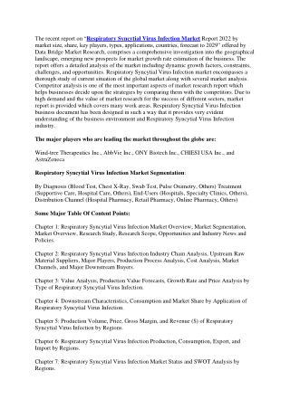 Respiratory Syncytial Virus Infection Market