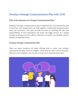 Develop a Strategic Communications Plan with CCM